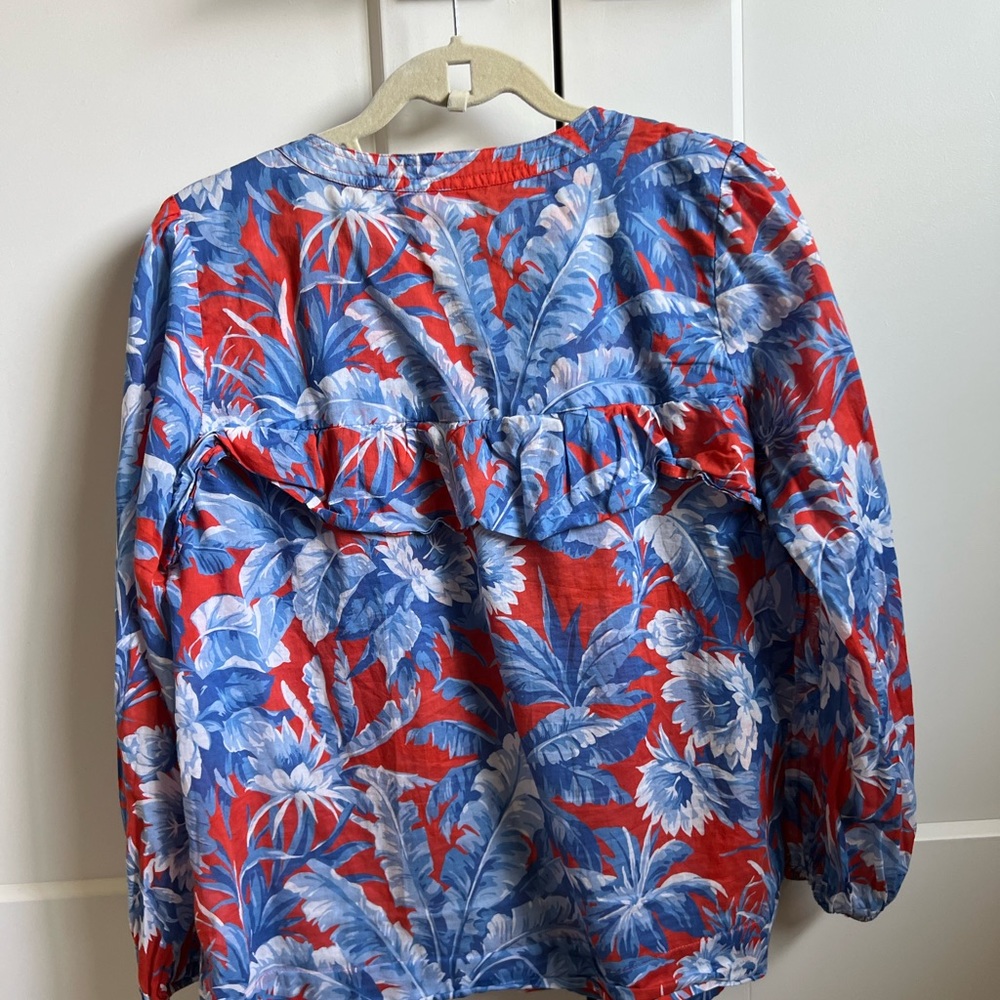 J Crew Top Ratti Rio Floral Print Ruffle Blouse Shirt - Picture 5 of 6